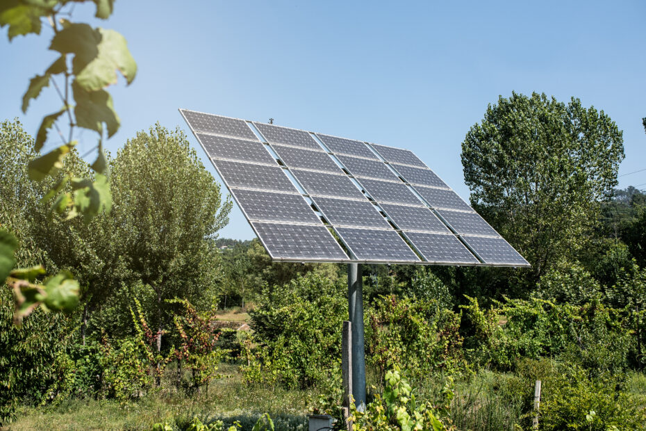 Post with solar panels in the middle of nowhere